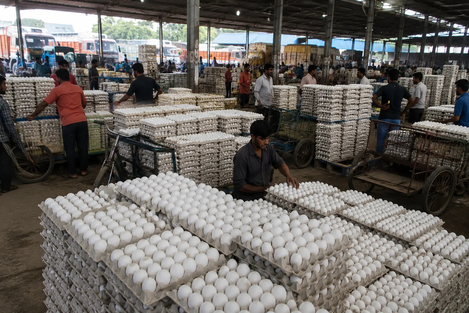 Delhi egg mandi wholesale market where daily egg trading takes place